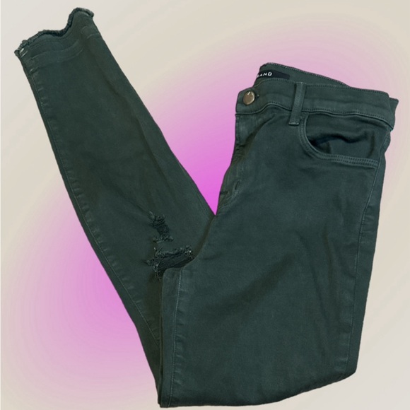 J Brand ALANA Green Denim Ripped & Frayed Jeans - Picture 1 of 1